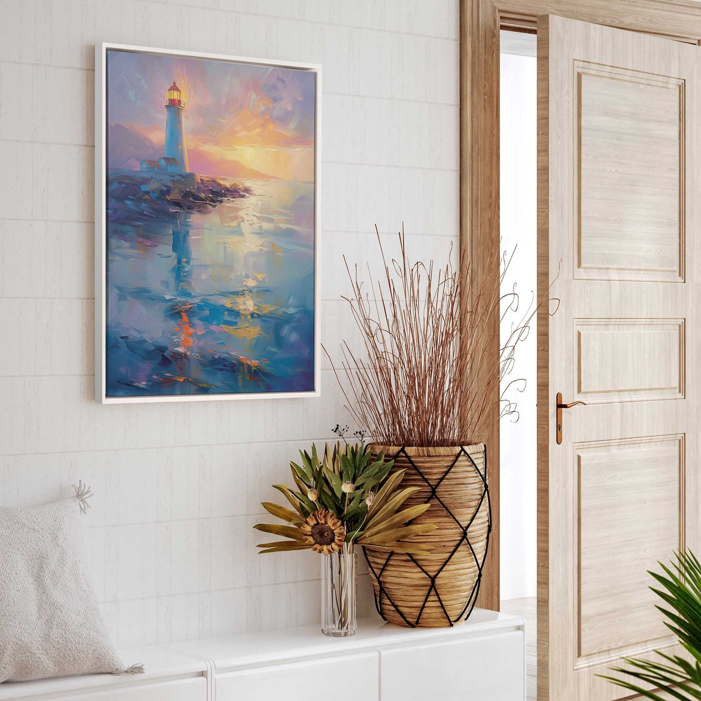 Bright Sunset Lighthouse Canvas Print