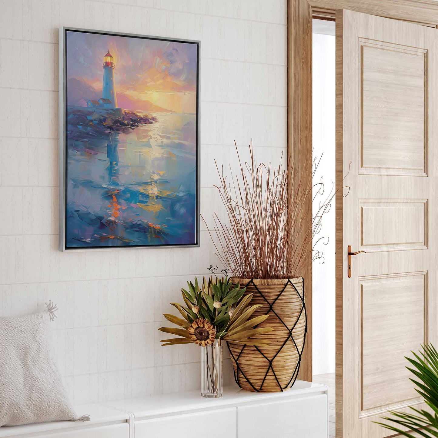 Bright Sunset Lighthouse Canvas Print