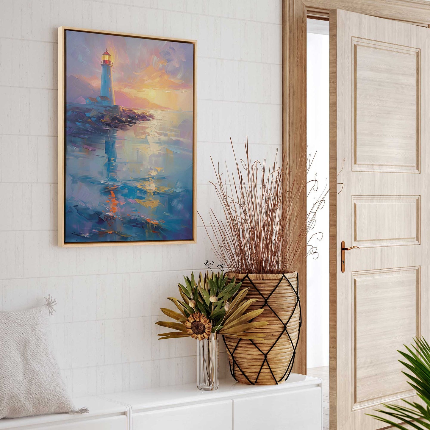 Bright Sunset Lighthouse Canvas Print