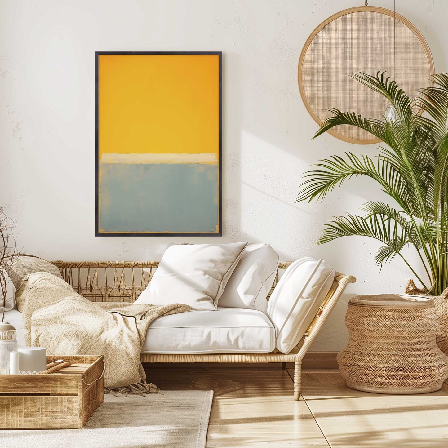 Yellow and Blue Abstract Blocks Art Print