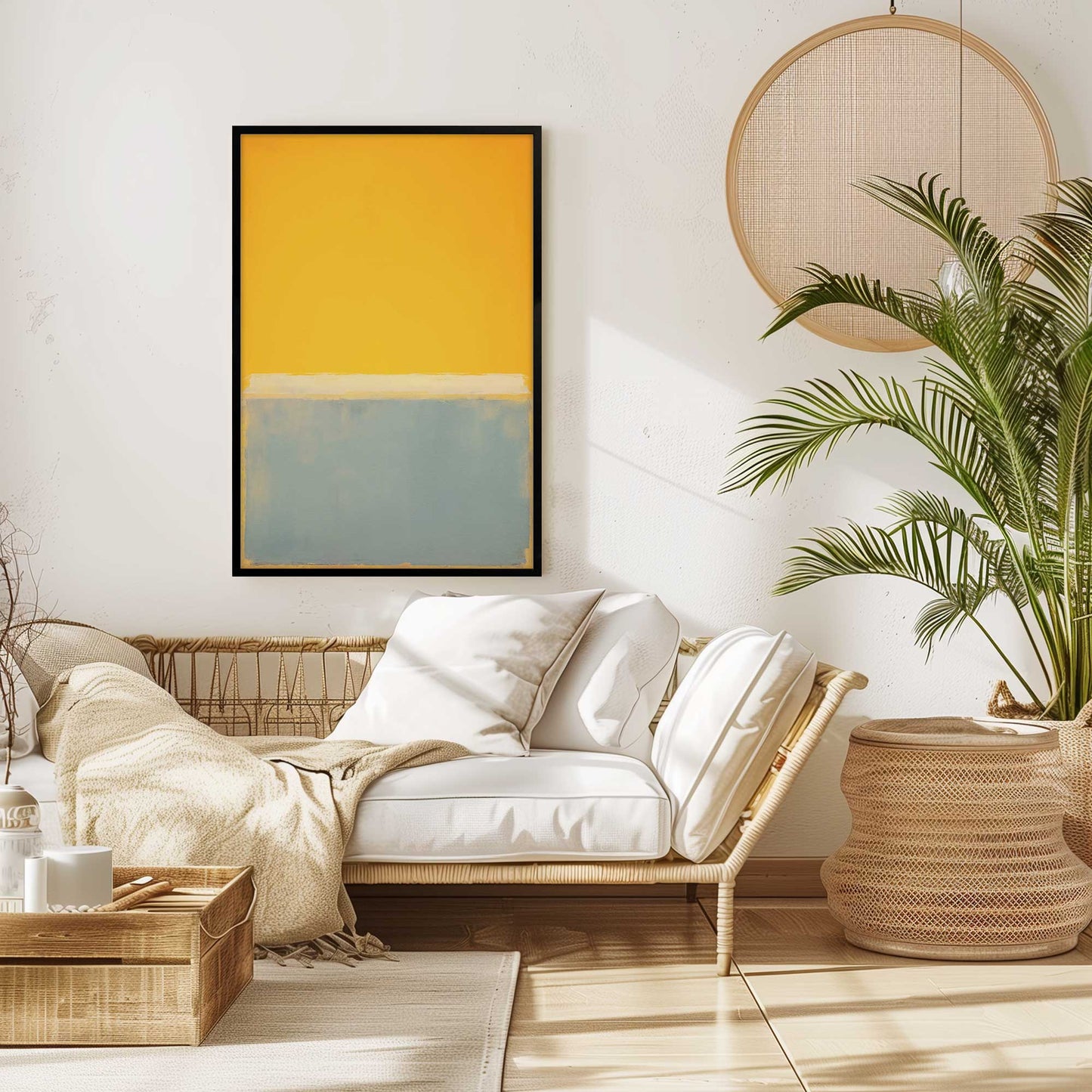 Yellow and Blue Abstract Blocks Art Print