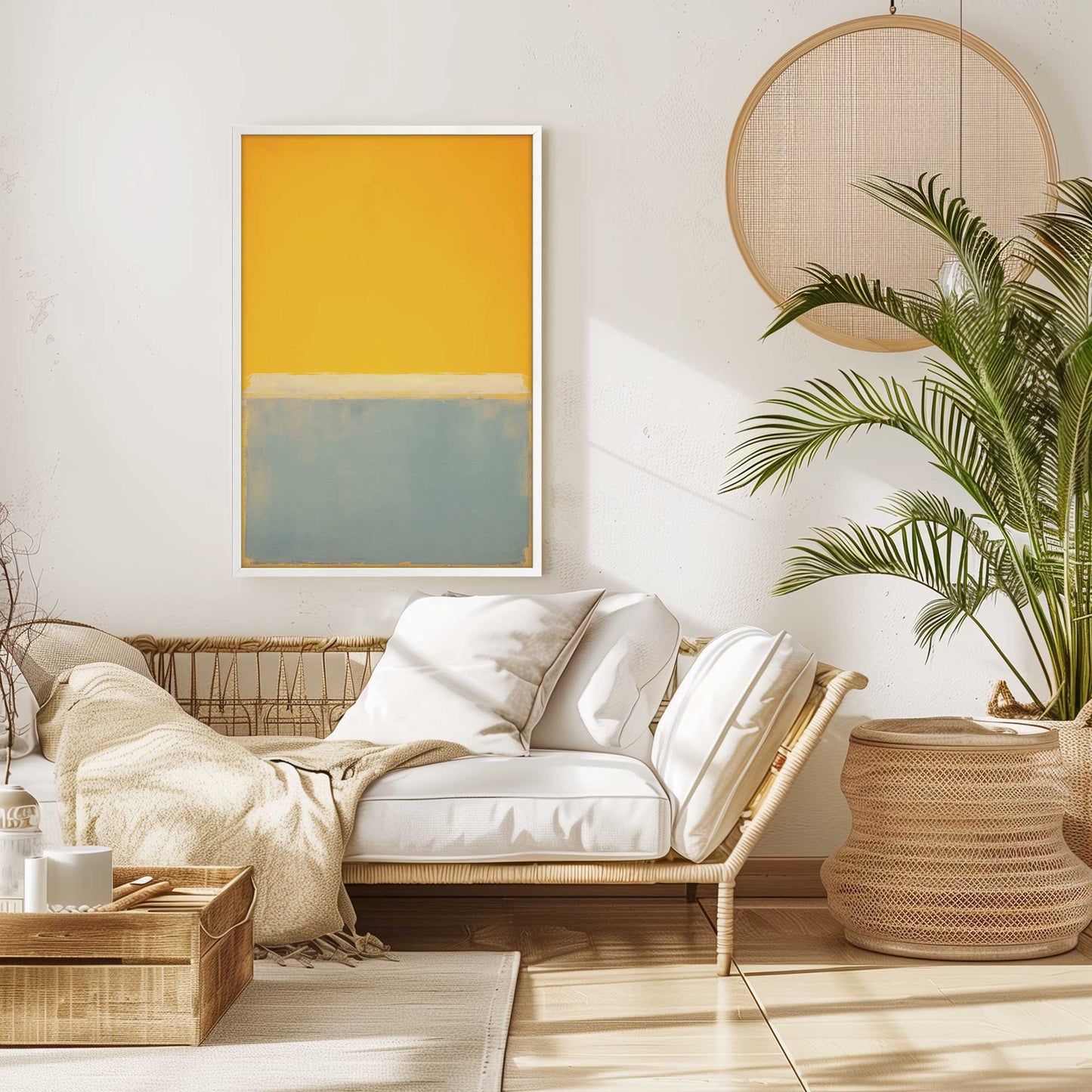 Yellow and Blue Abstract Blocks Art Print