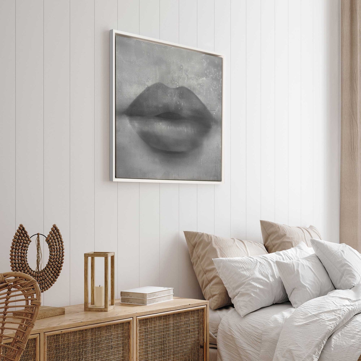 Grey Kiss Lips Canvas Print