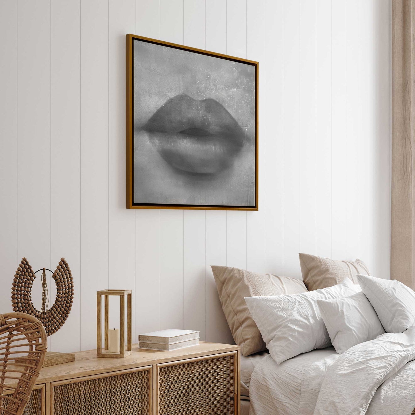 Grey Kiss Lips Canvas Print