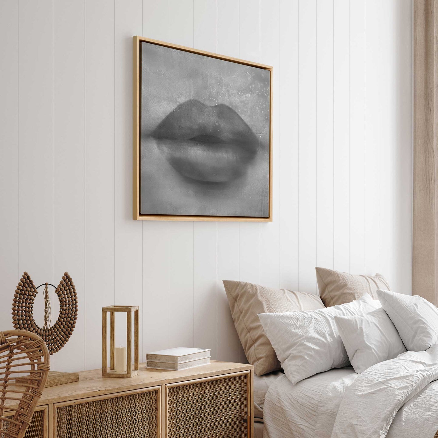 Grey Kiss Lips Canvas Print