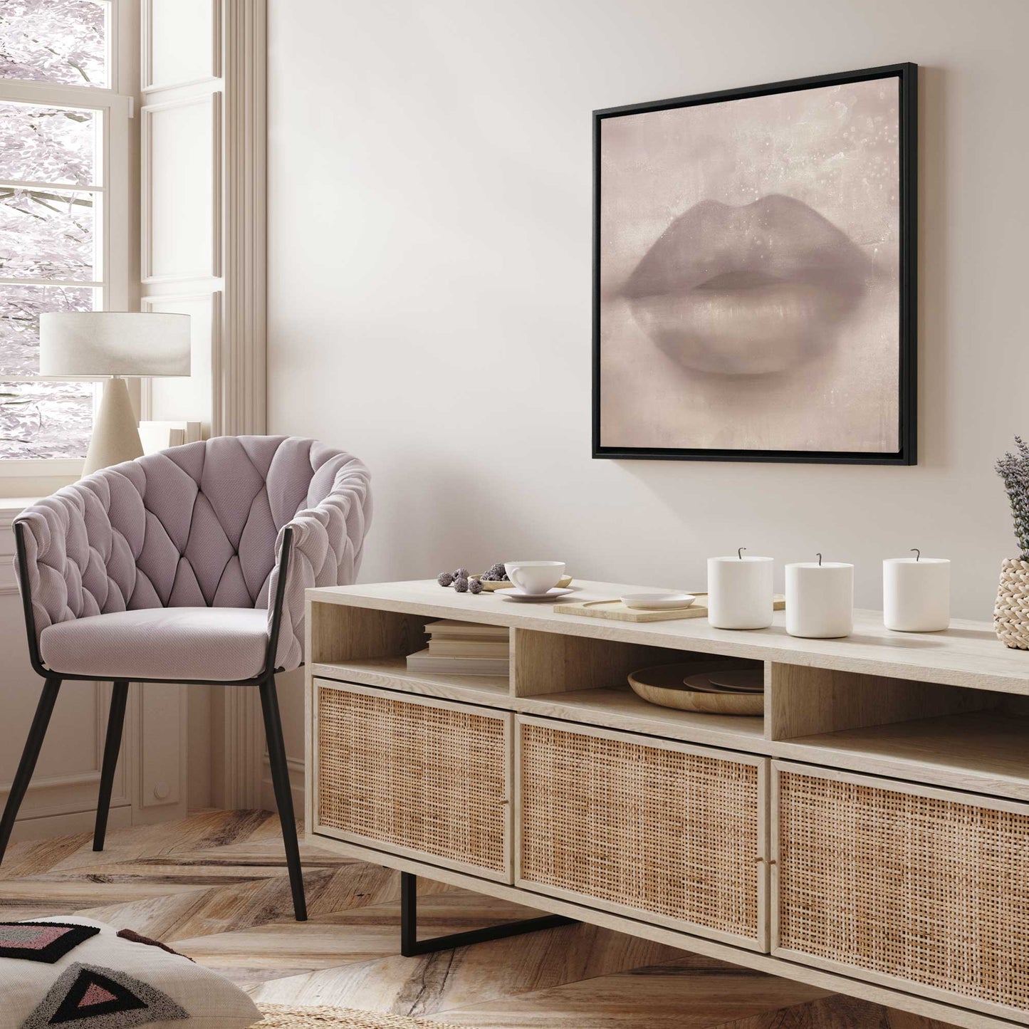 Blush Kiss Lips Canvas Print