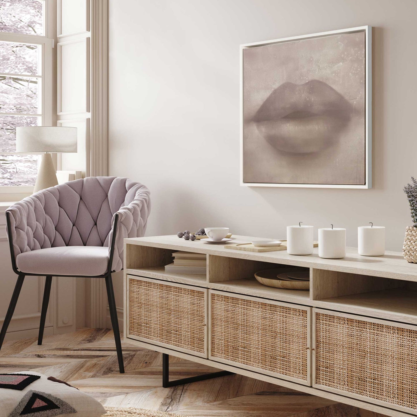 Blush Kiss Lips Canvas Print