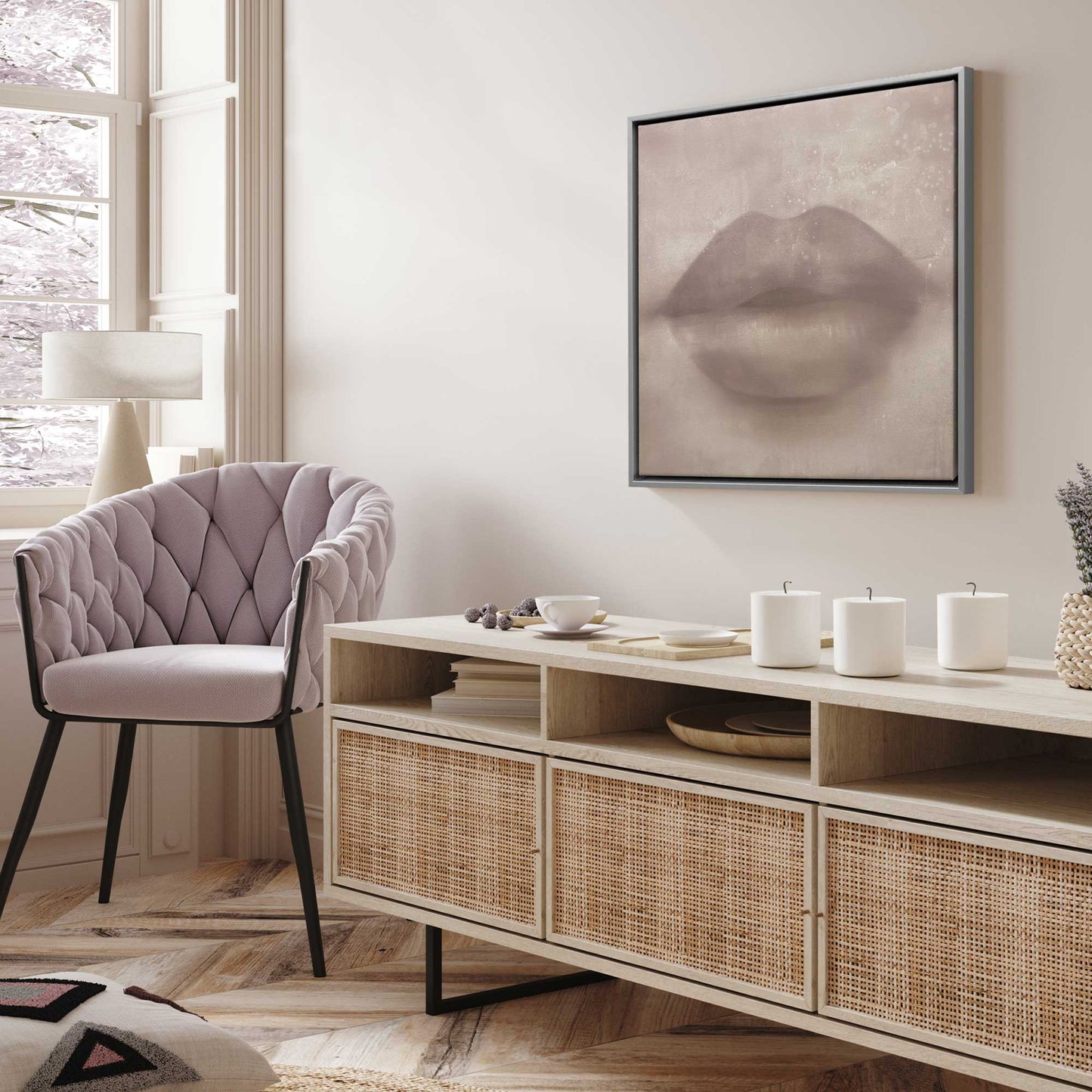 Blush Kiss Lips Canvas Print