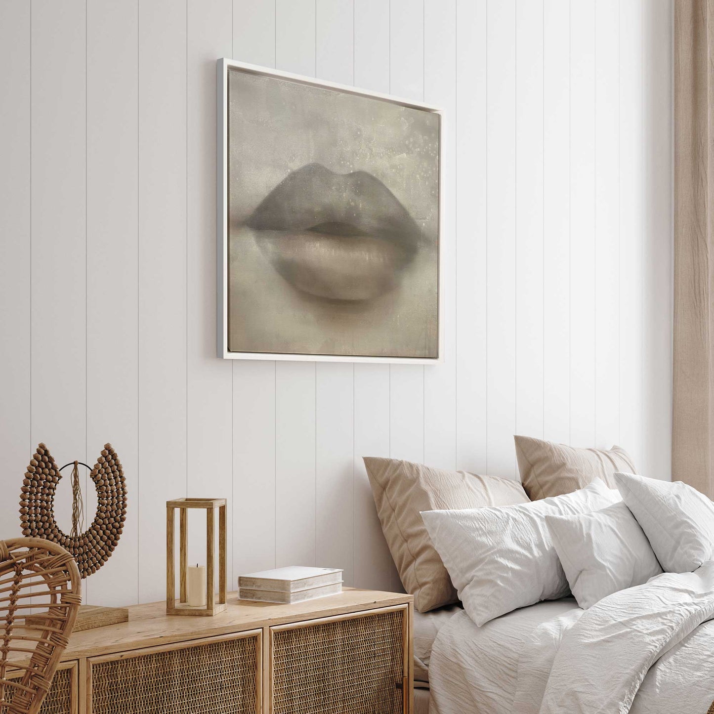 Beige Kiss Lips Canvas Print