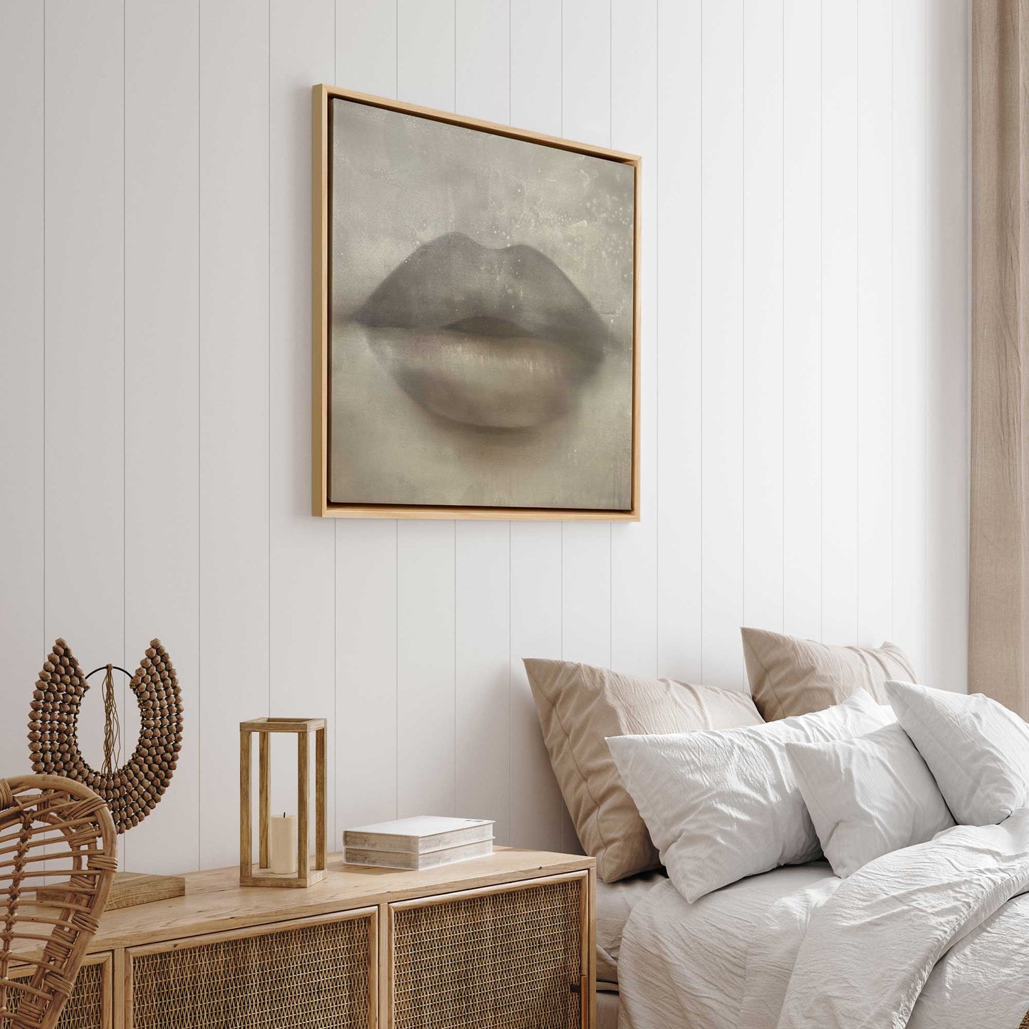 Beige Kiss Lips Canvas Print