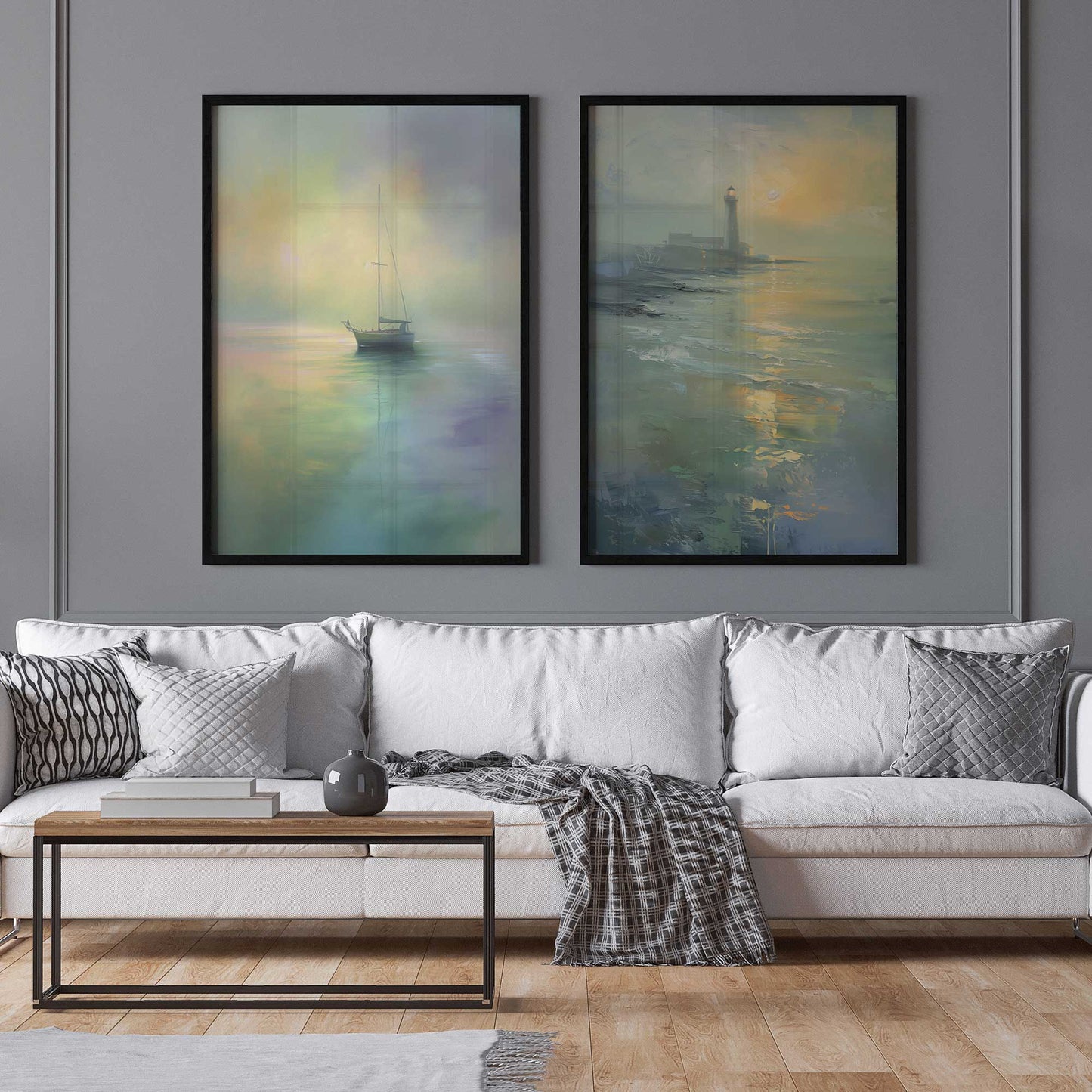 Foggy Morning Sail Art Print, Set of 2