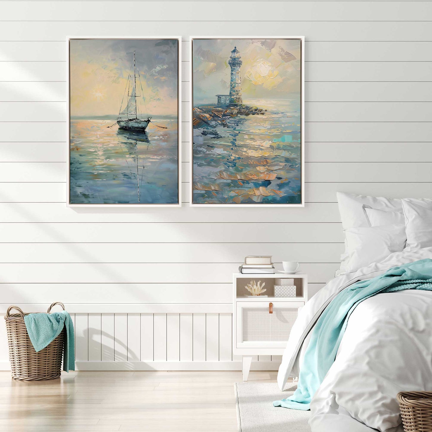 Ocean Sail at Dusk Canvas Print, Set of 2