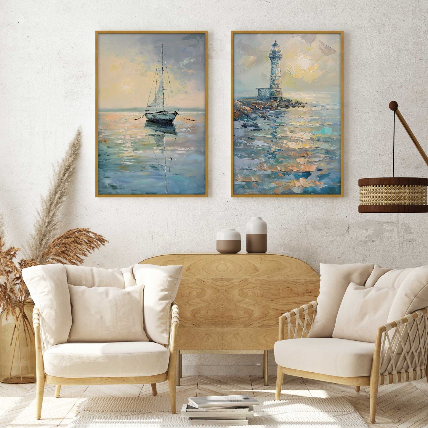 Ocean Sail at Dusk Art Print, Set of 2