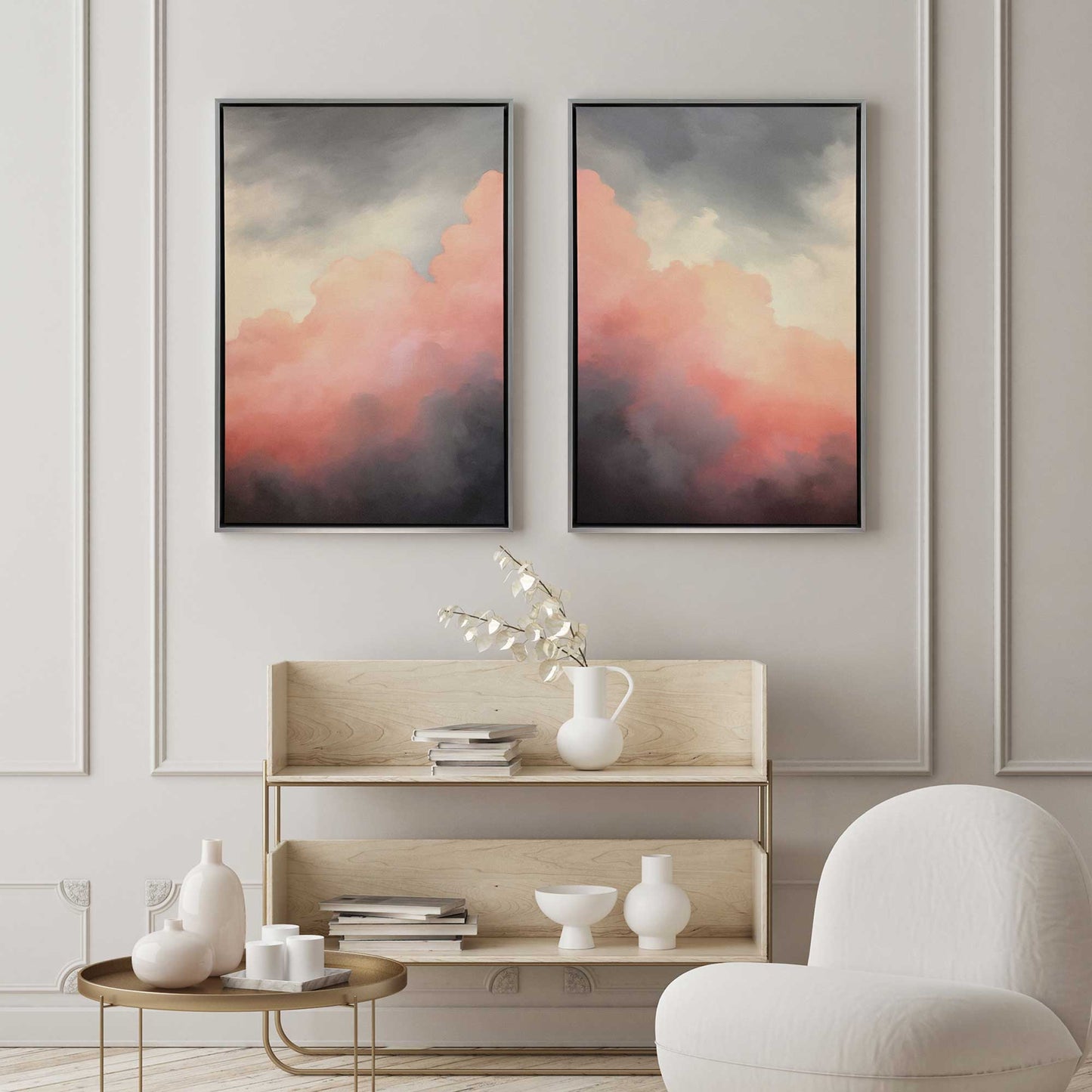 Moody Sunset Clouds Canvas Print, Set of 2