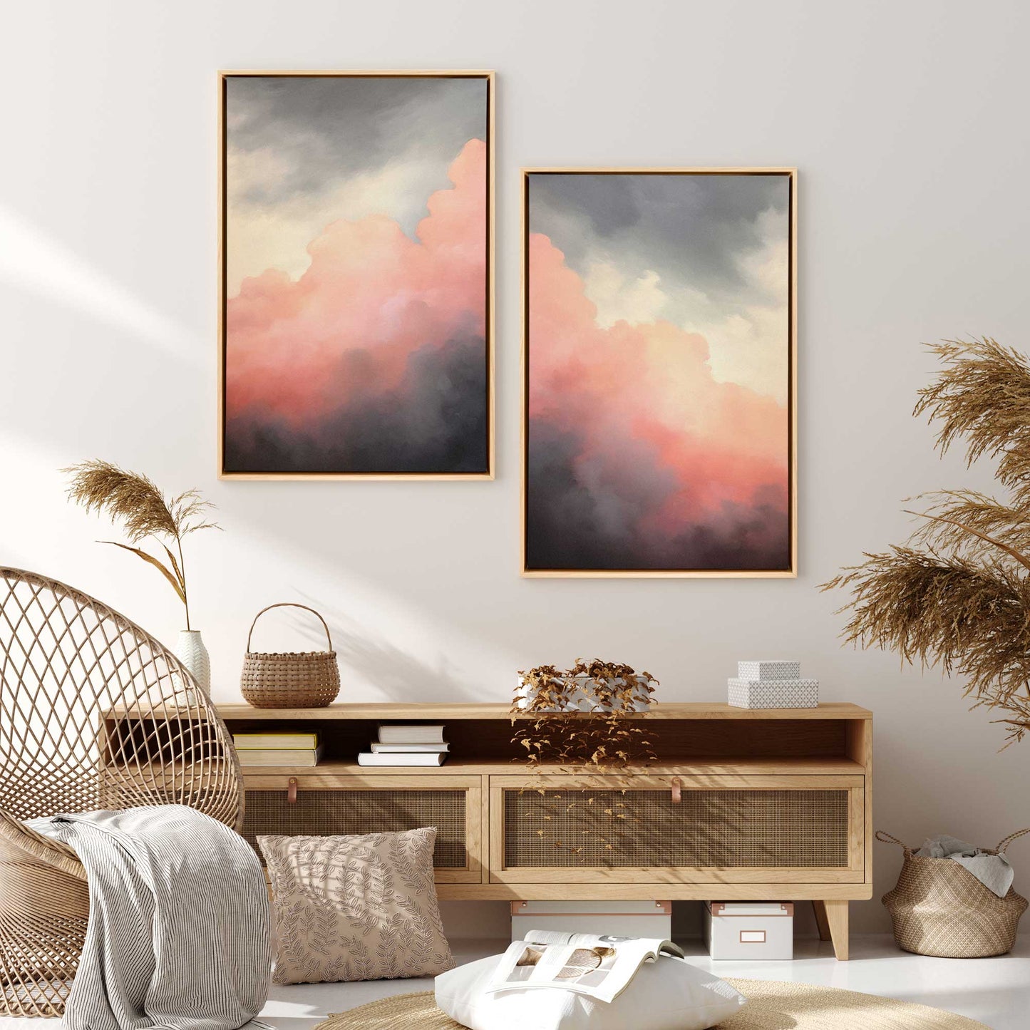 Moody Sunset Clouds Canvas Print, Set of 2