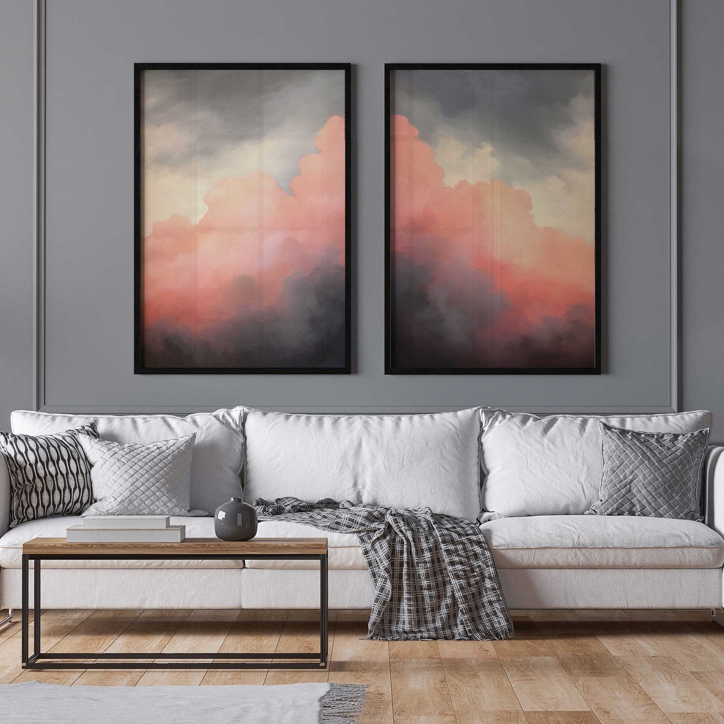 Moody Sunset Clouds Art Print, Set of 2