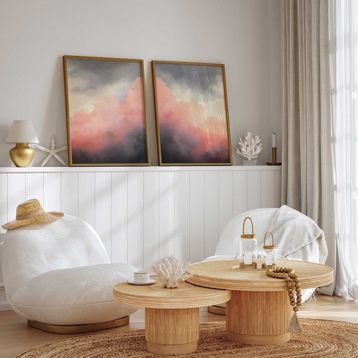 Moody Sunset Clouds Art Print, Set of 2