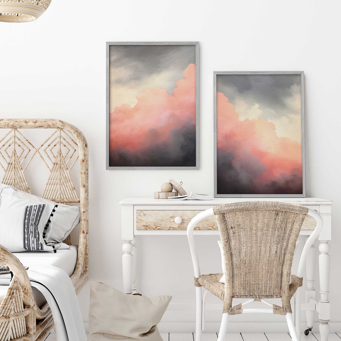 Moody Sunset Clouds Art Print, Set of 2