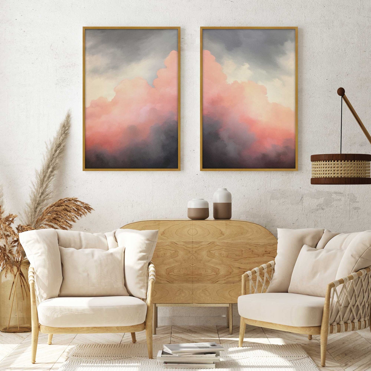 Moody Sunset Clouds Art Print, Set of 2