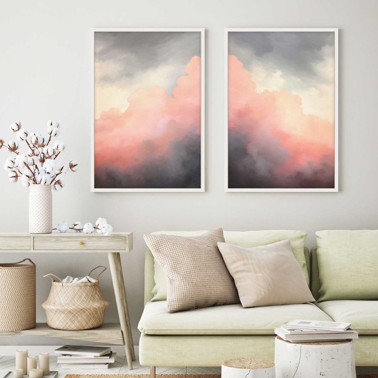 Moody Sunset Clouds Art Print, Set of 2