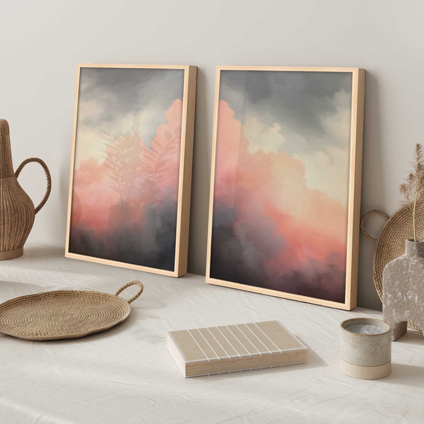 Moody Sunset Clouds Art Print, Set of 2