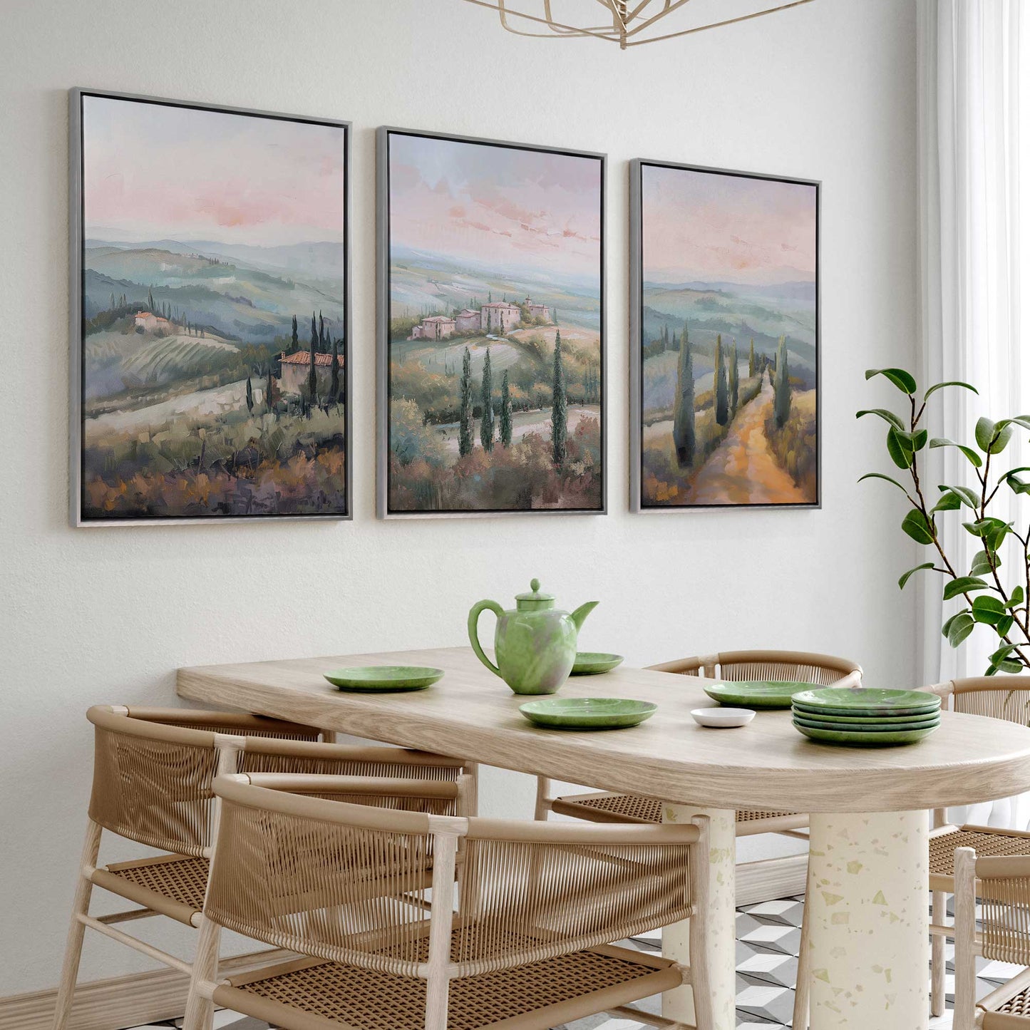 Tuscany Countryside Canvas Print, Set of 3