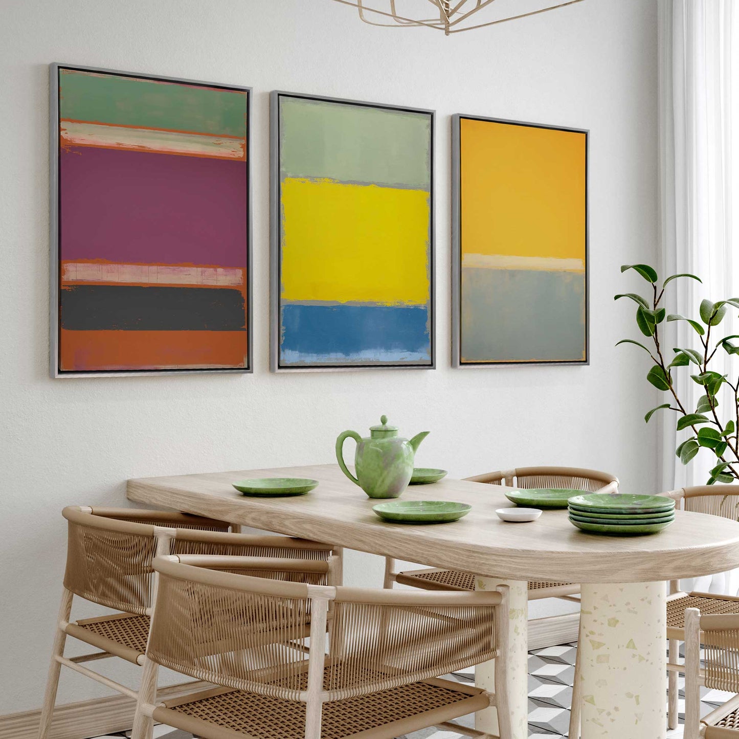 Colorful Abstract Blocks Canvas Print, Set of 3