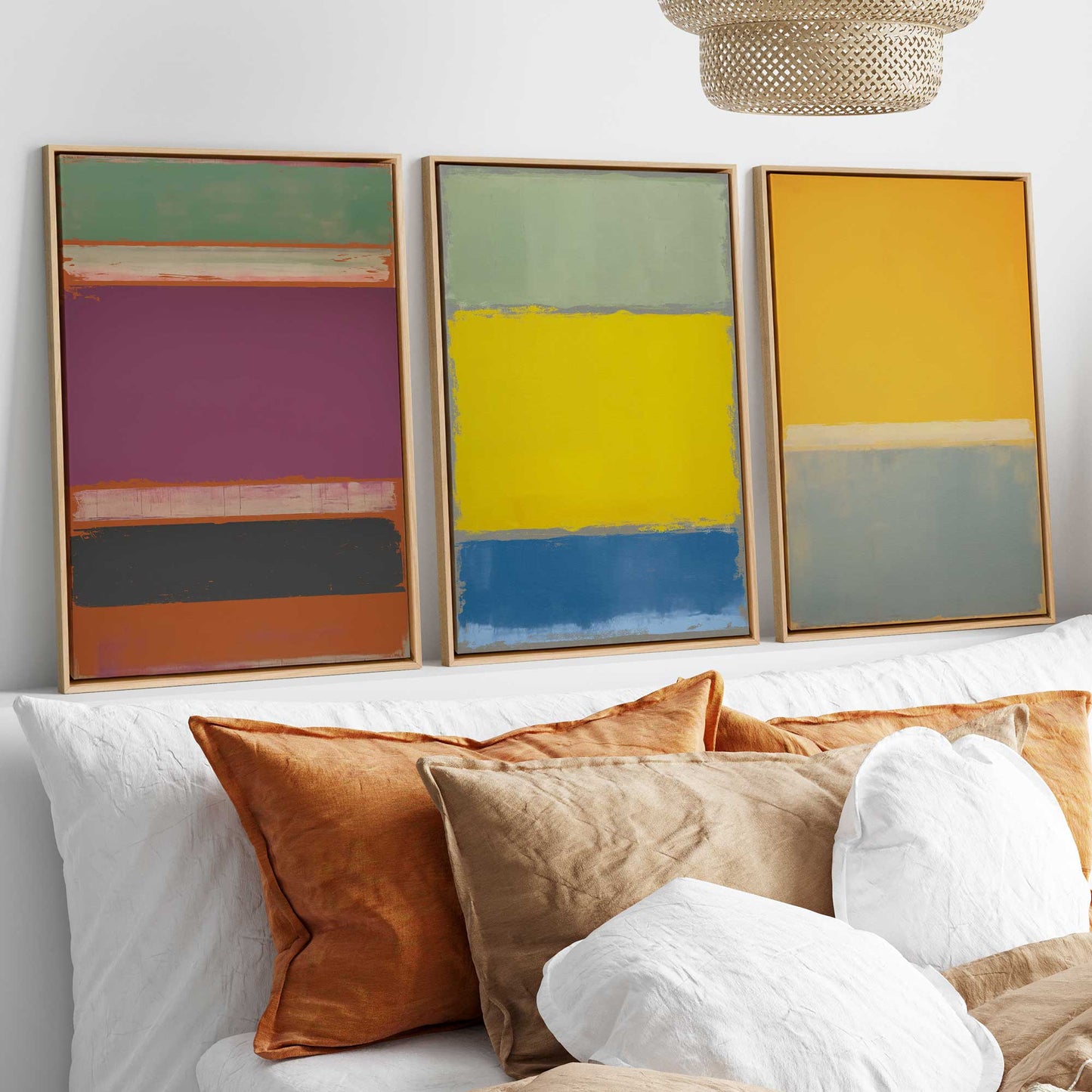 Colorful Abstract Blocks Canvas Print, Set of 3