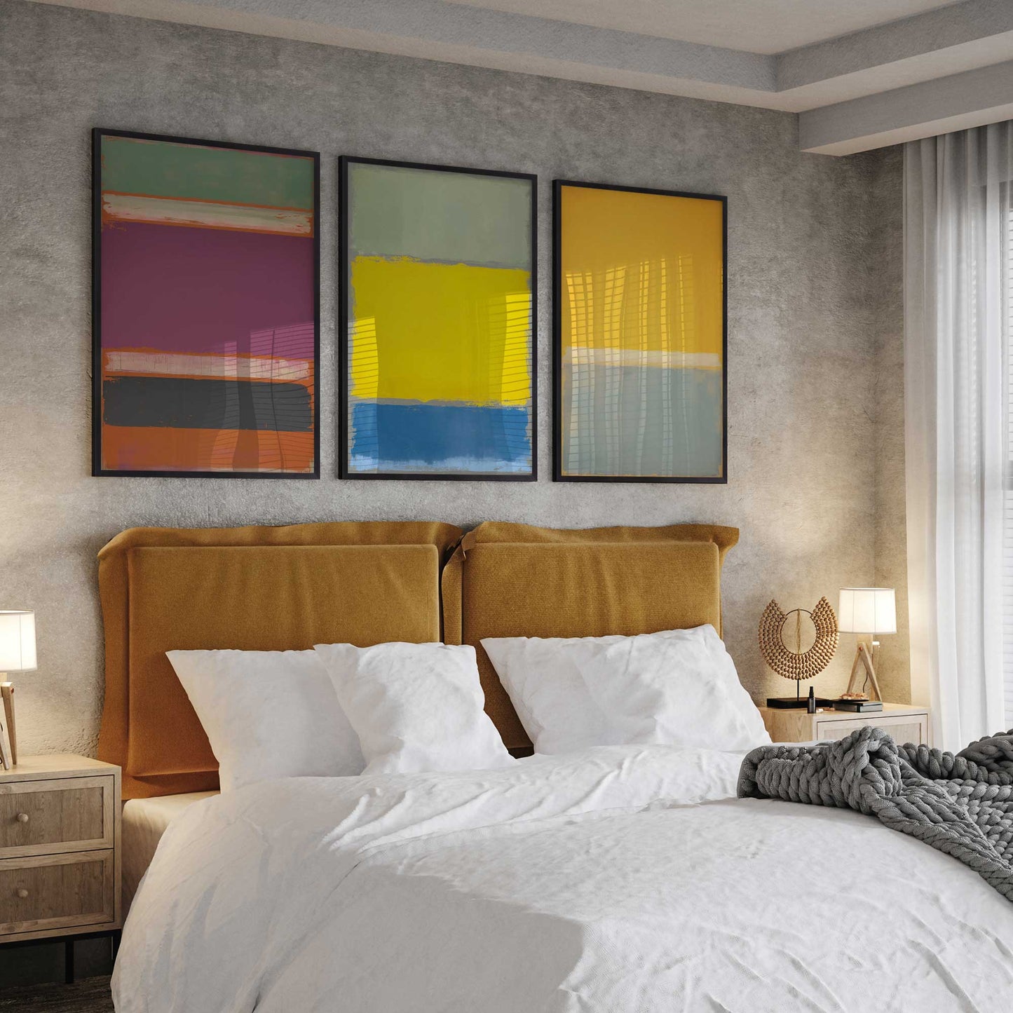 Colorful Abstract Blocks Art Print, Set of 3