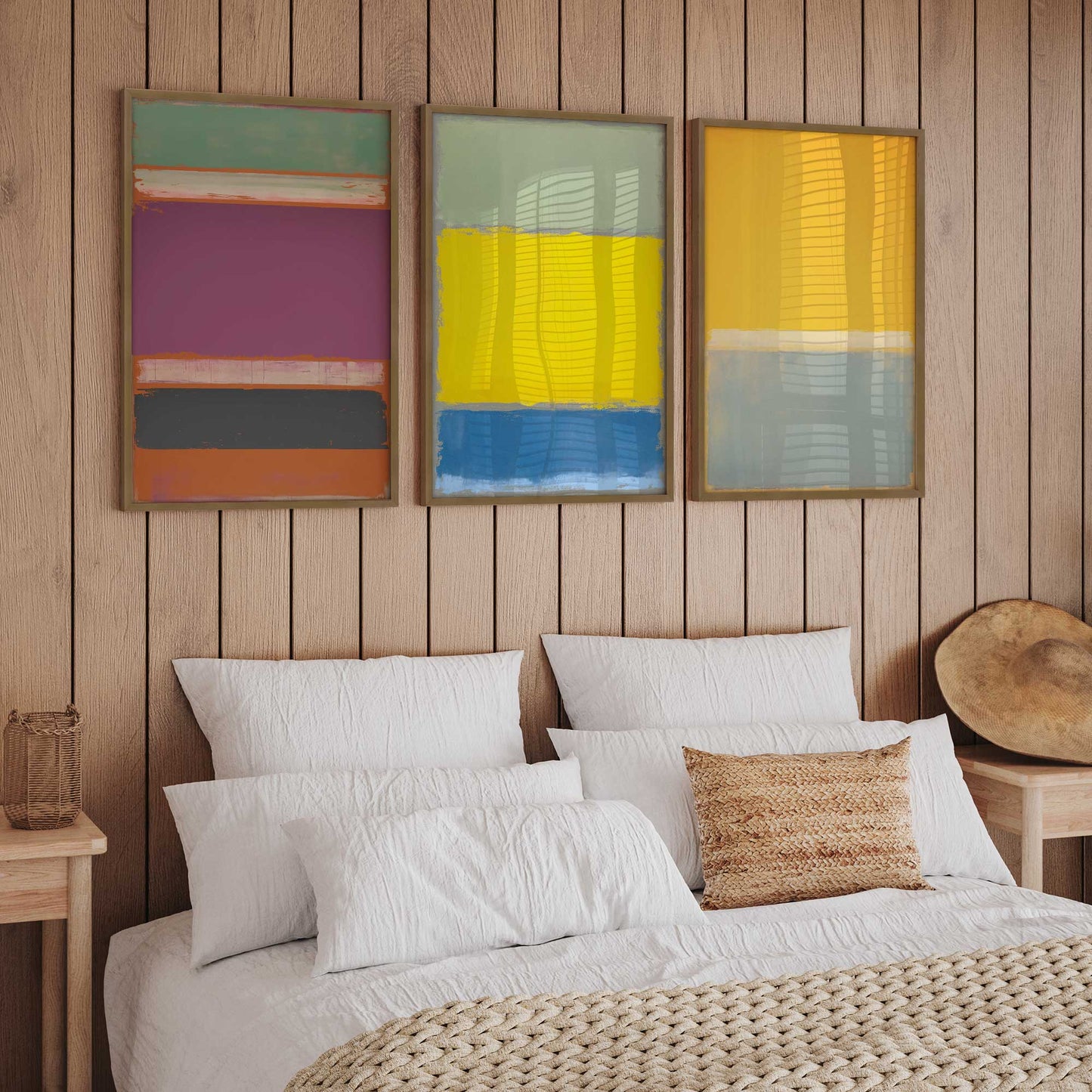 Colorful Abstract Blocks Art Print, Set of 3