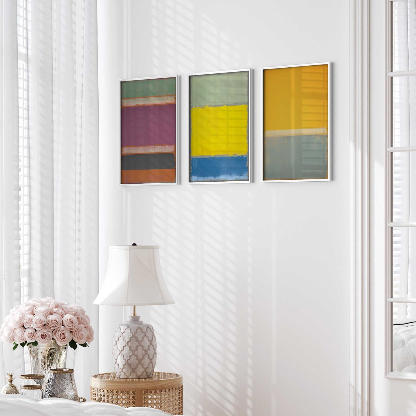 Colorful Abstract Blocks Art Print, Set of 3
