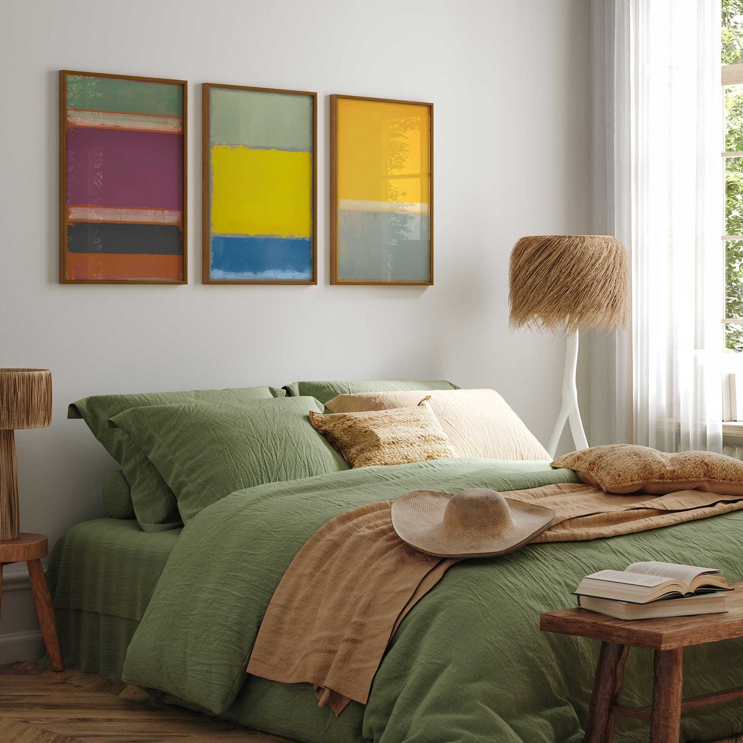 Colorful Abstract Blocks Art Print, Set of 3