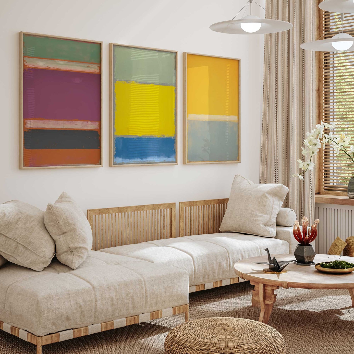 Colorful Abstract Blocks Art Print, Set of 3