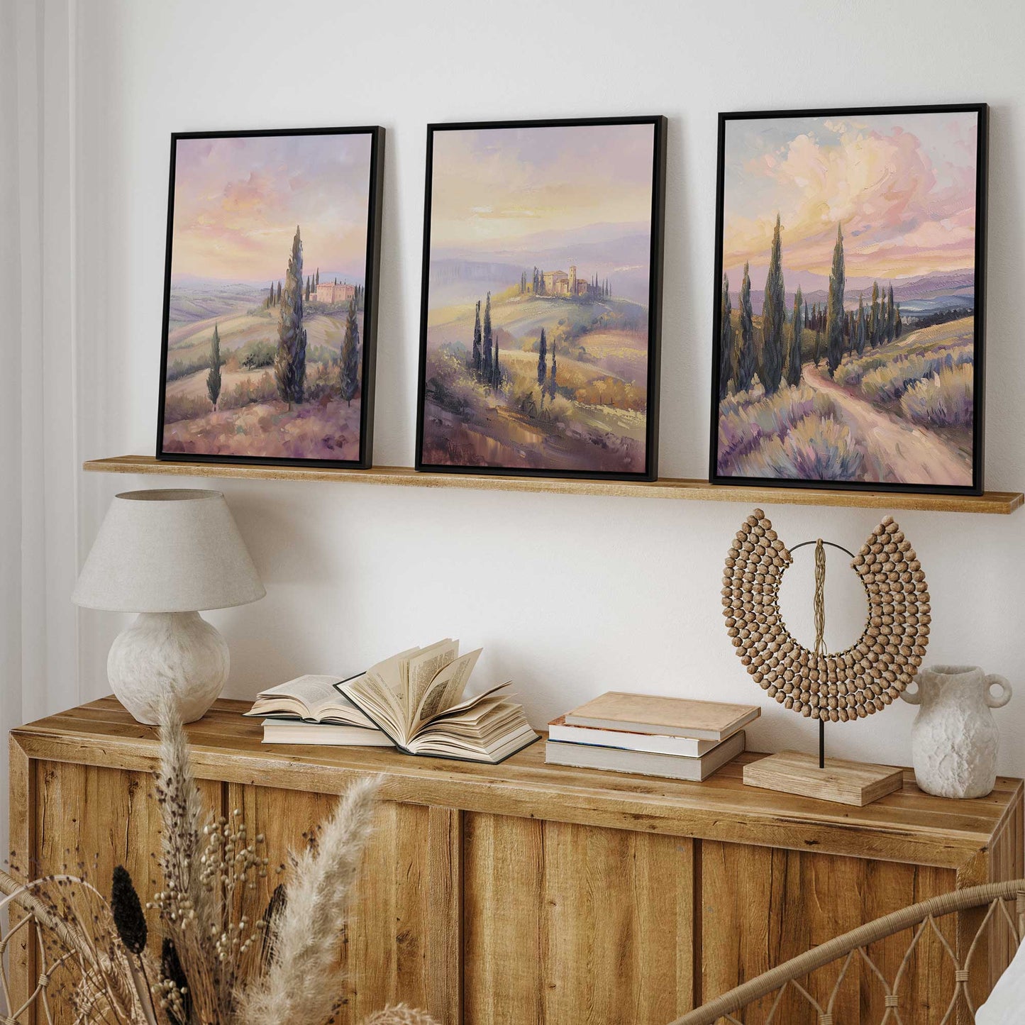 Glowing Tuscan Landscape Canvas Print, Set of 3