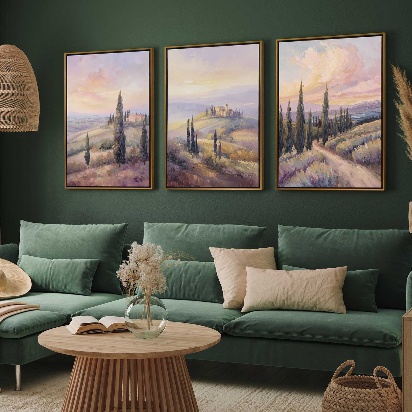 Glowing Tuscan Landscape Canvas Print, Set of 3
