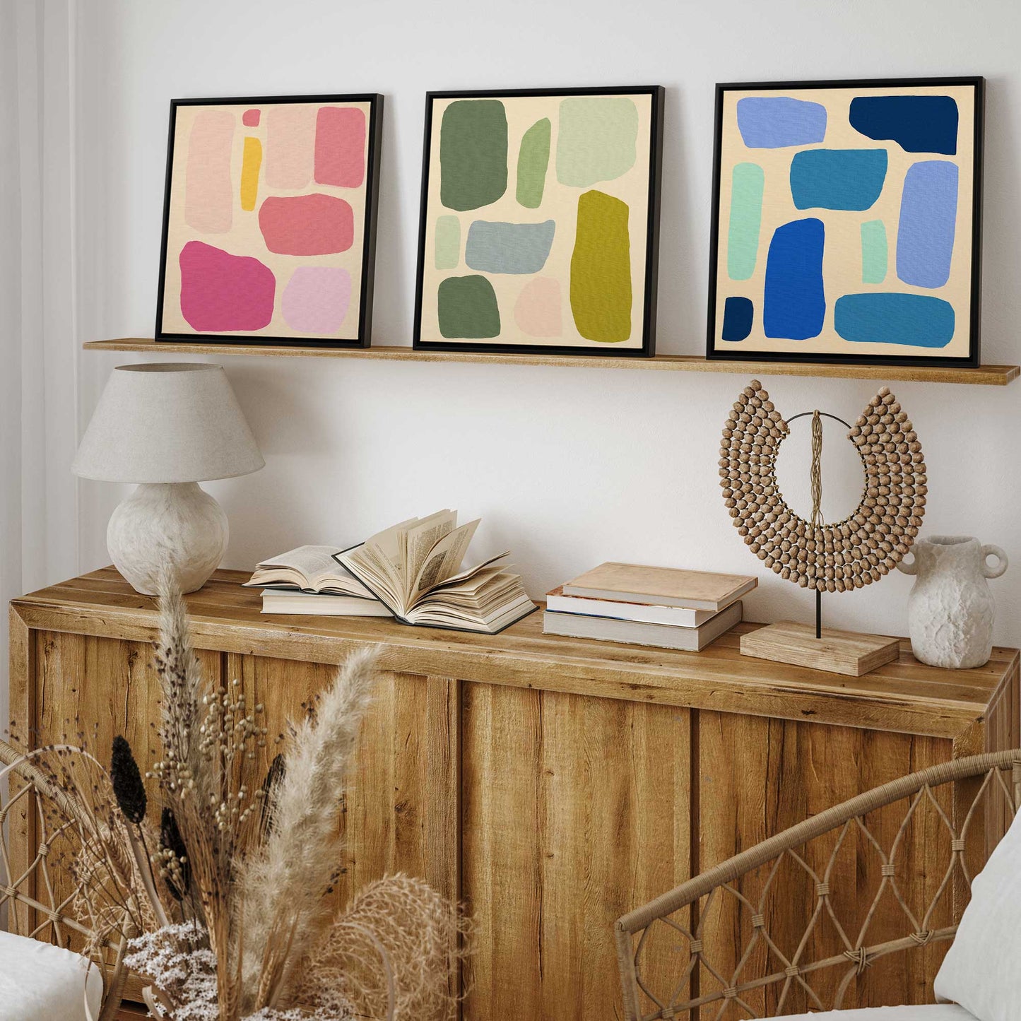 Colorful Abstract Pop Blocks Canvas Print, Set of 3