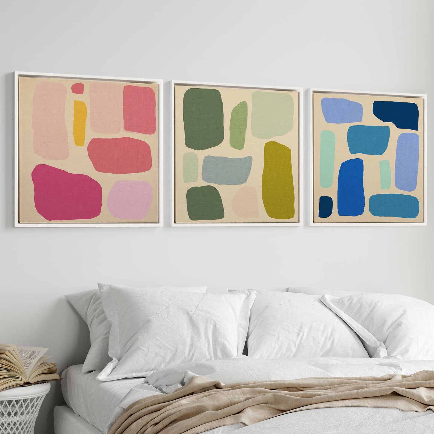 Colorful Abstract Pop Blocks Canvas Print, Set of 3