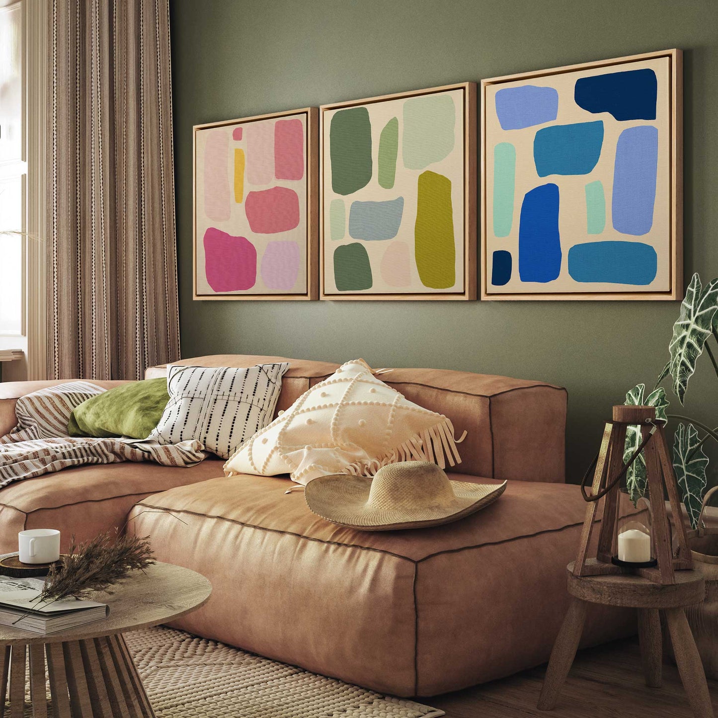 Colorful Abstract Pop Blocks Canvas Print, Set of 3