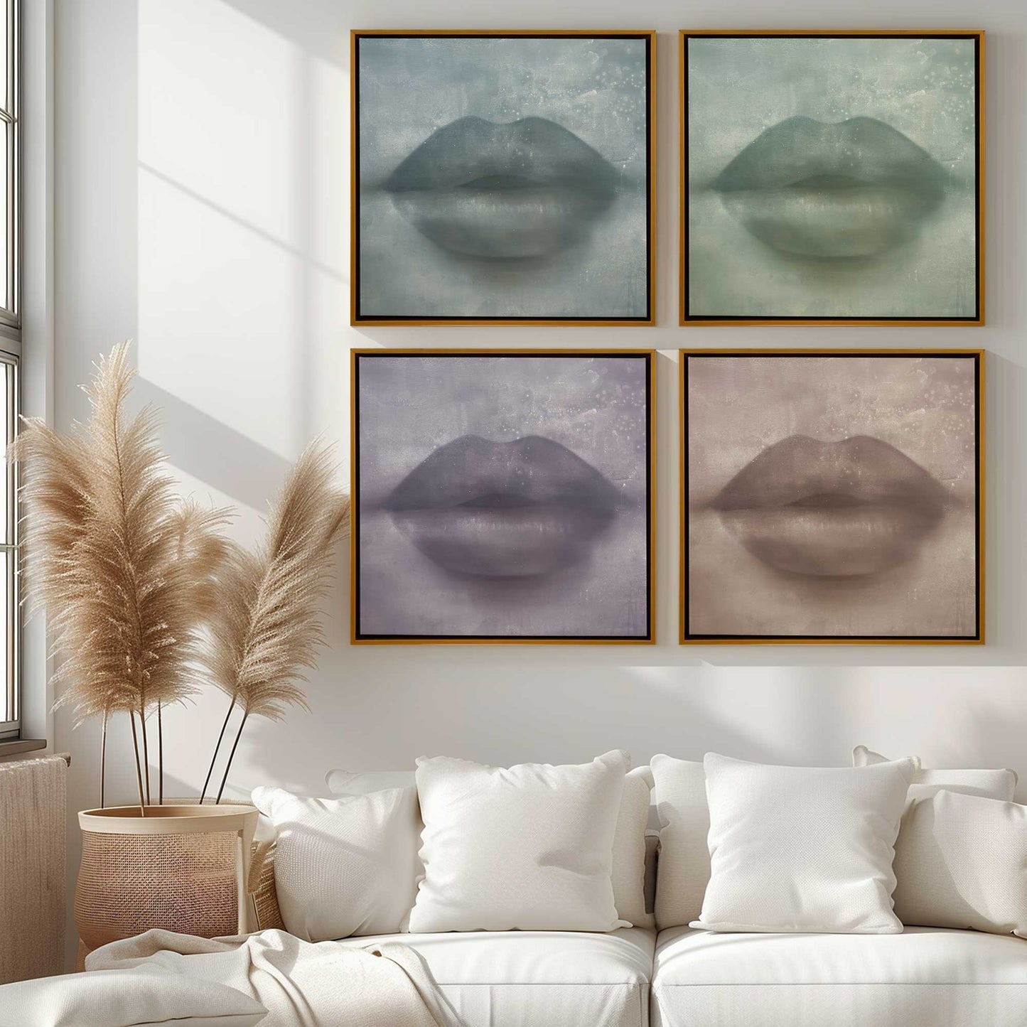 Colorful Kiss Lips Canvas Print, Set of 4
