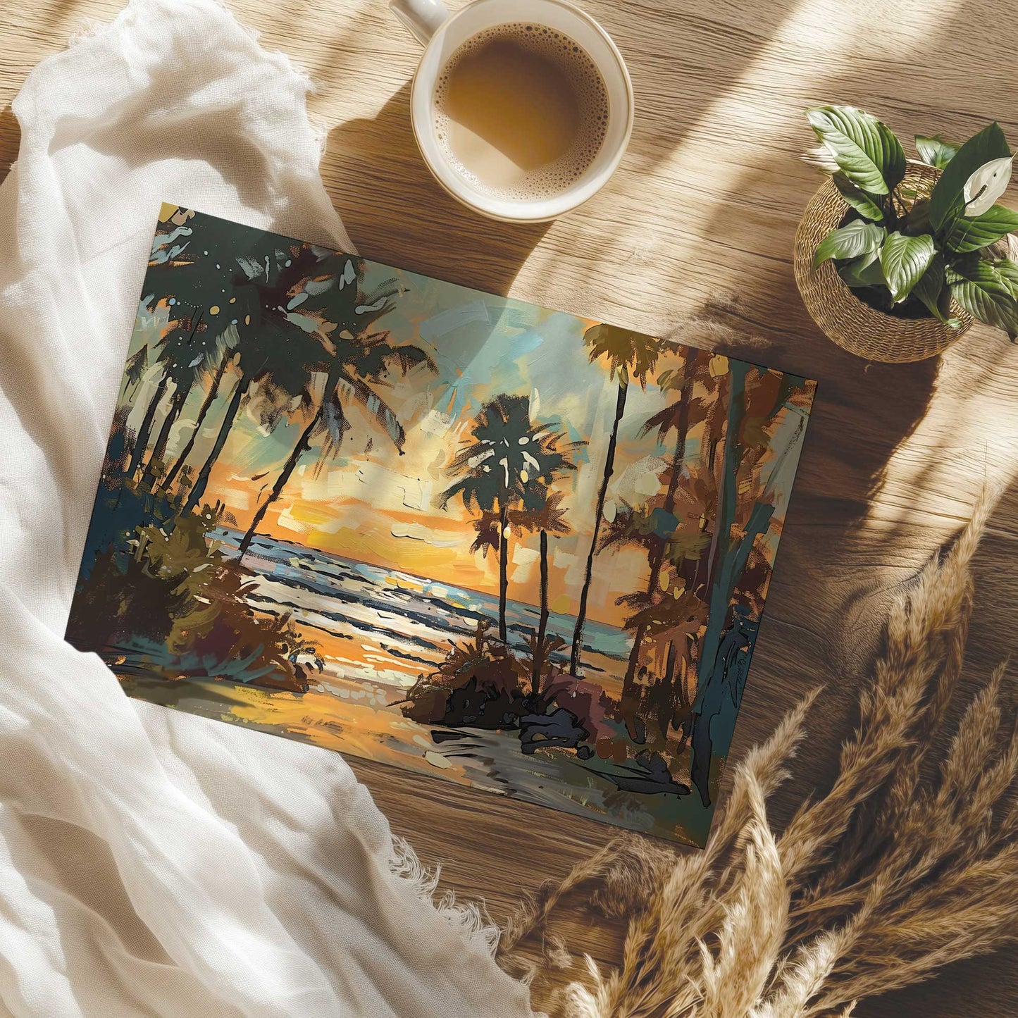 Sunset Stroll Through the Palms Art Print