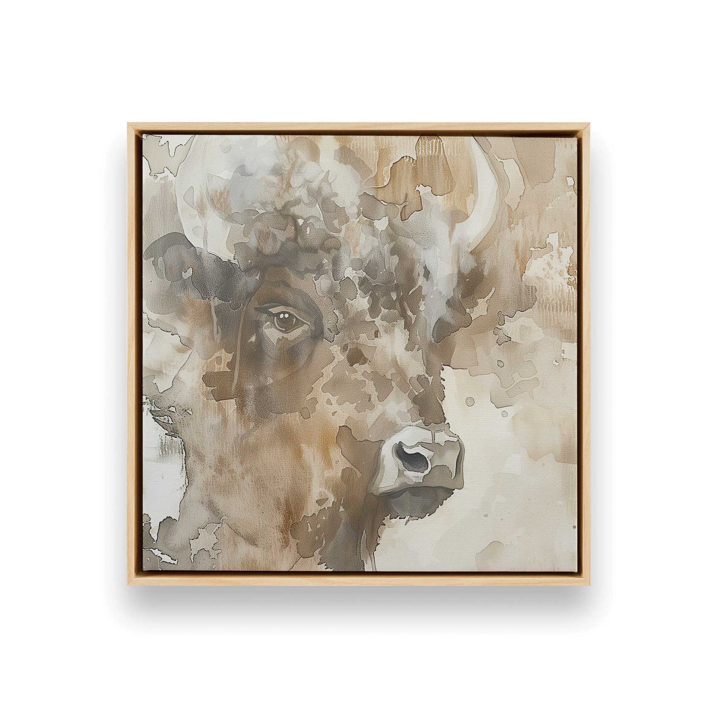 Bisons in Watercolor Canvas Print, Set of 2