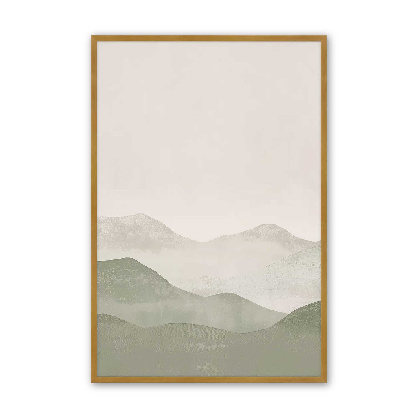 Muted Green Mountain Landscape in Soft Neutrals - Set of 3 Prints