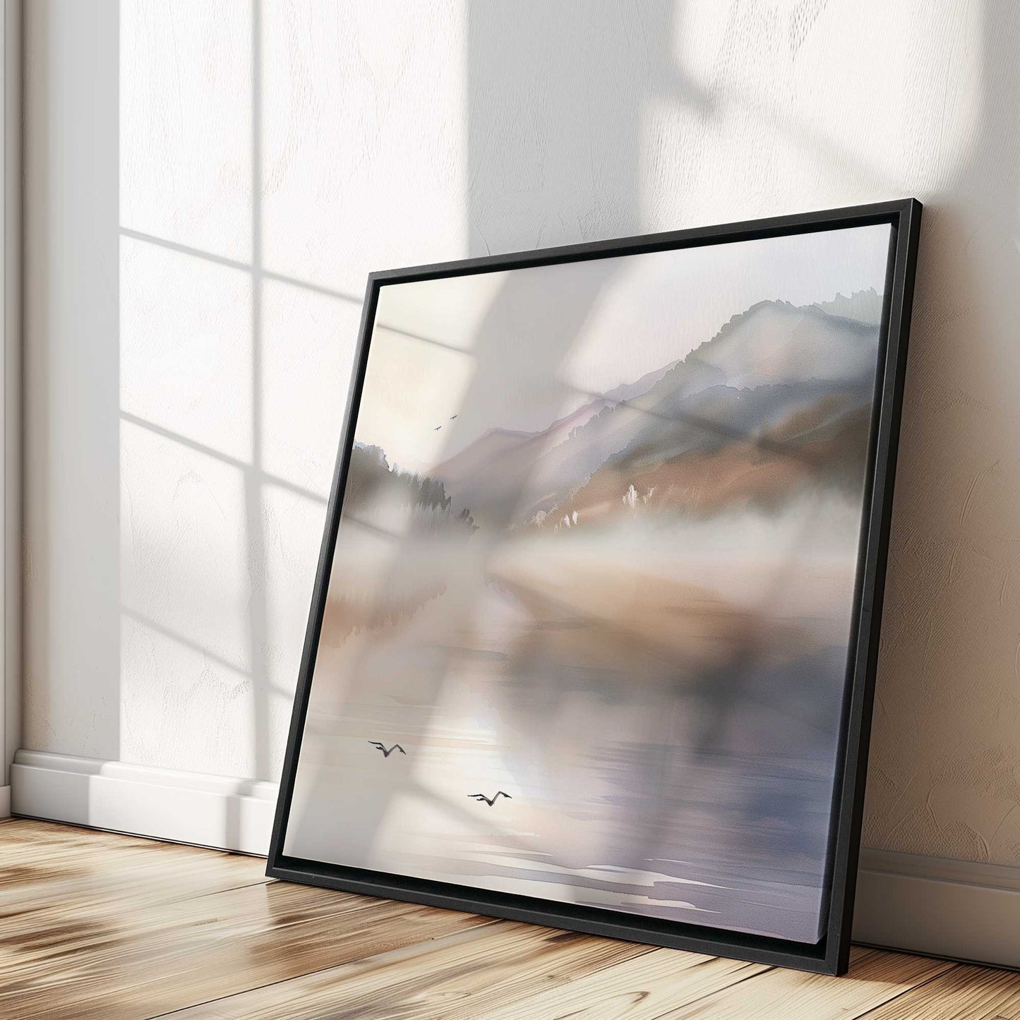 Misty Morning Lake v2 Art Print