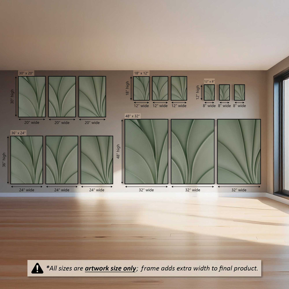 Sage Flow, Set of 3 Canvas Prints