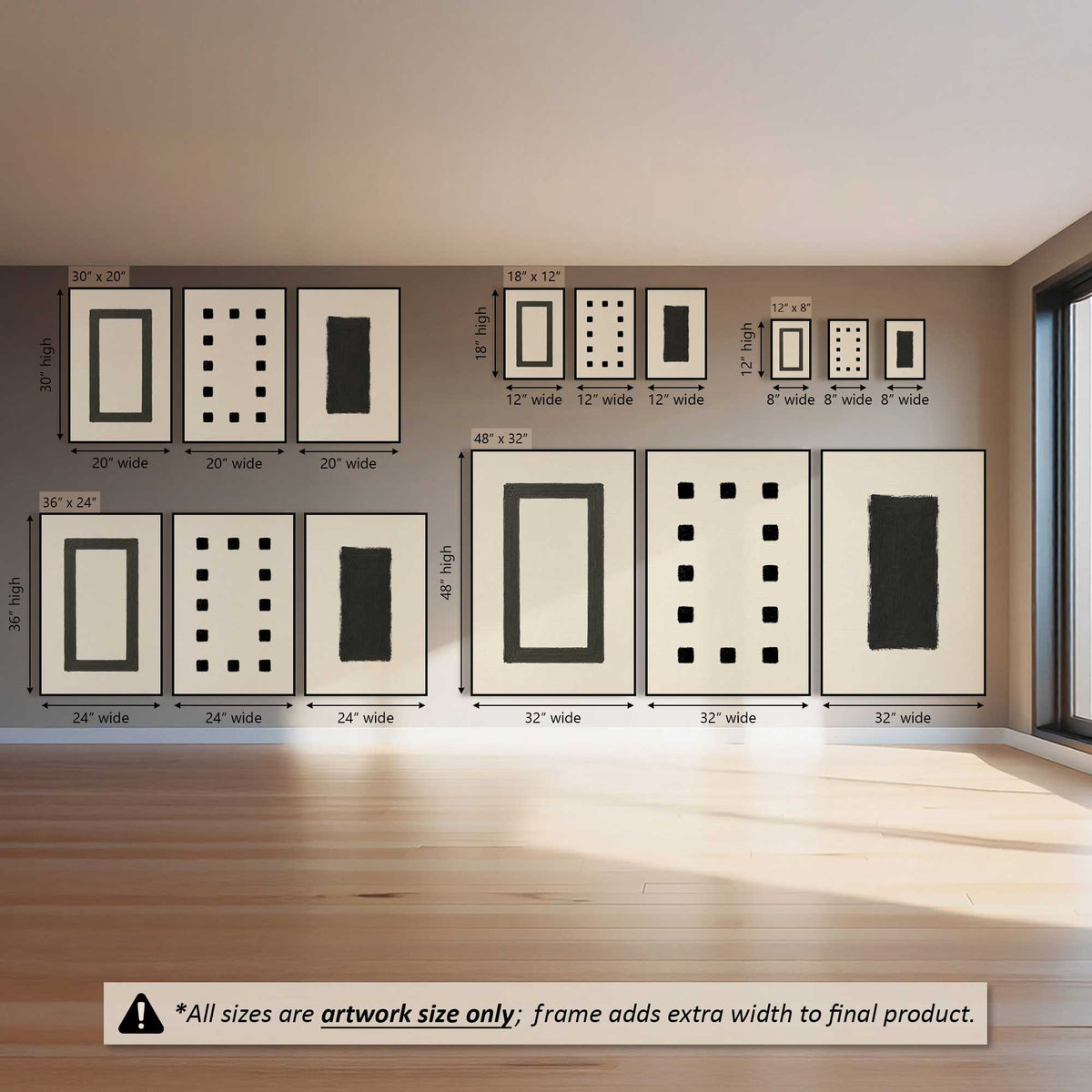 The Black Outline, Set of 3 Canvas Prints
