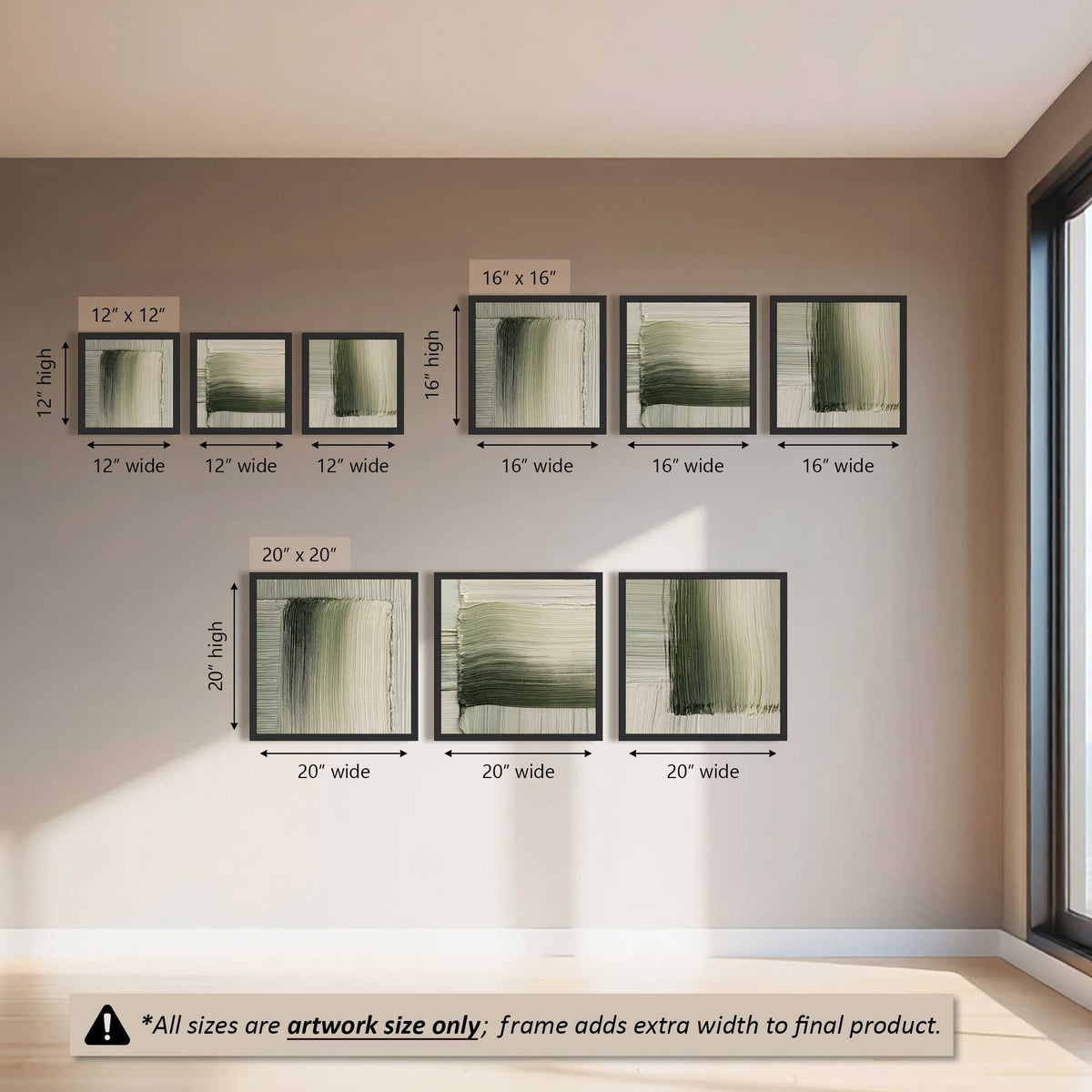 Green Fade Set of 3 Art Prints