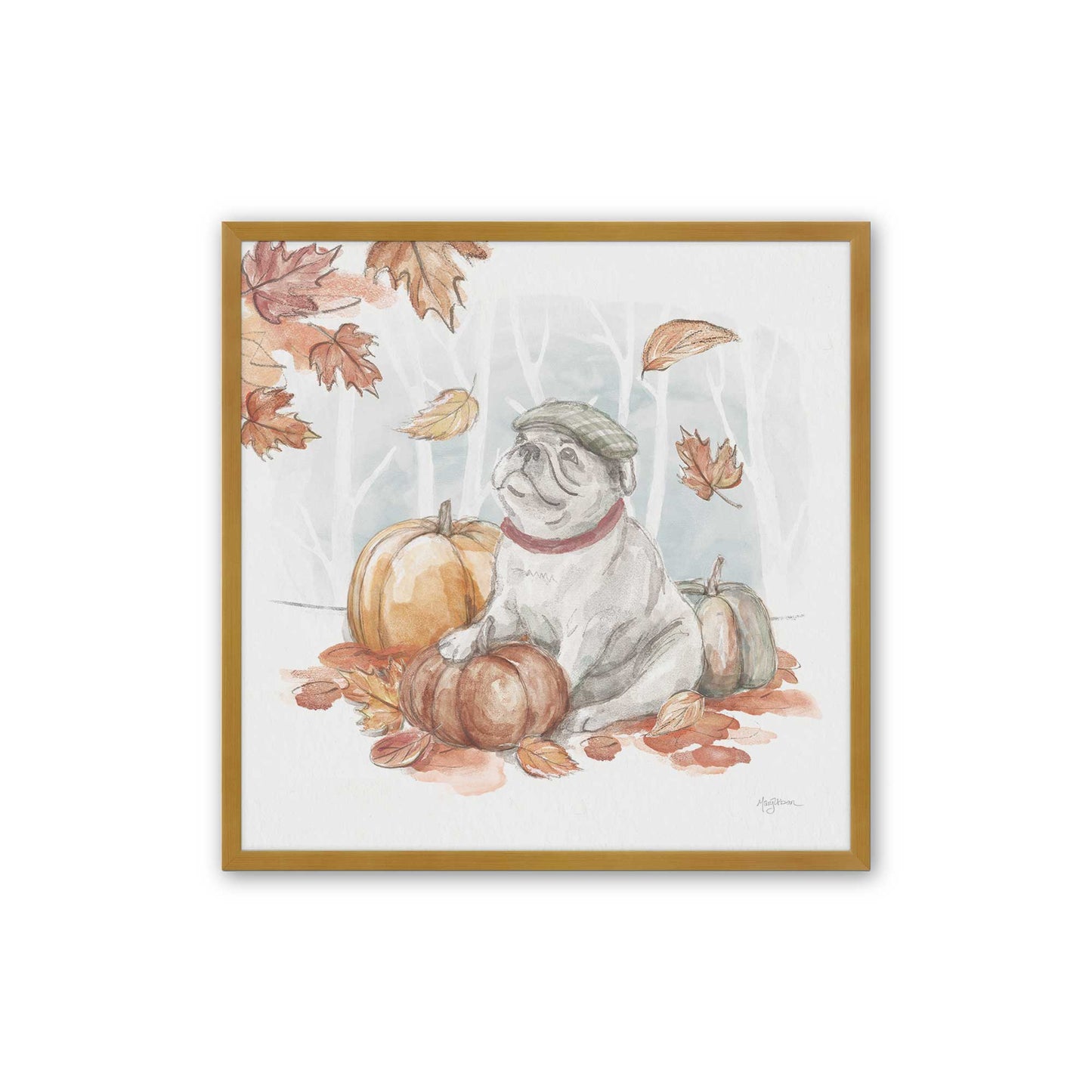 Pumpkin Pug Season I, Set of 3, Paper Art Prints