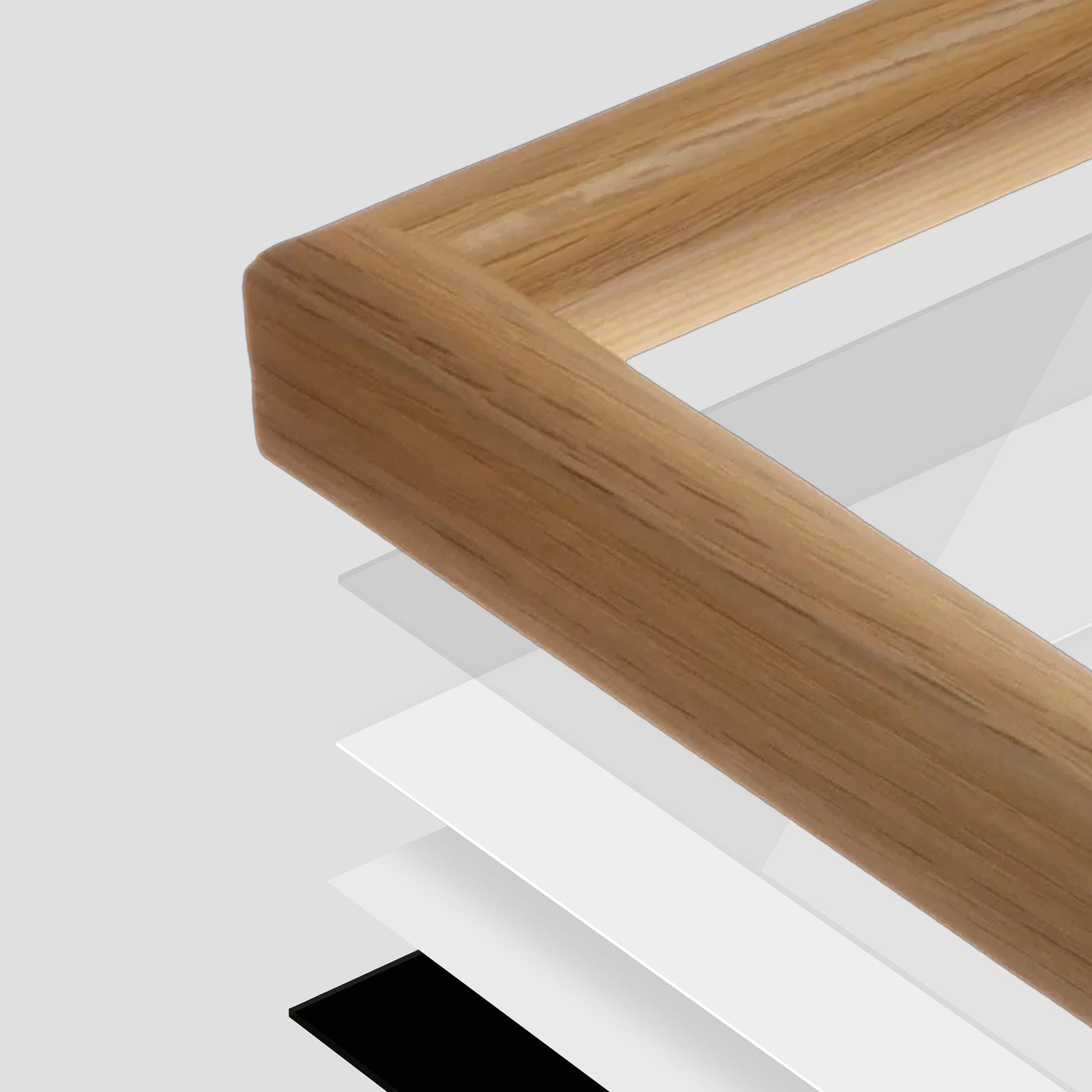 corner of the Light Oak Hudson Narrows Wall Frame