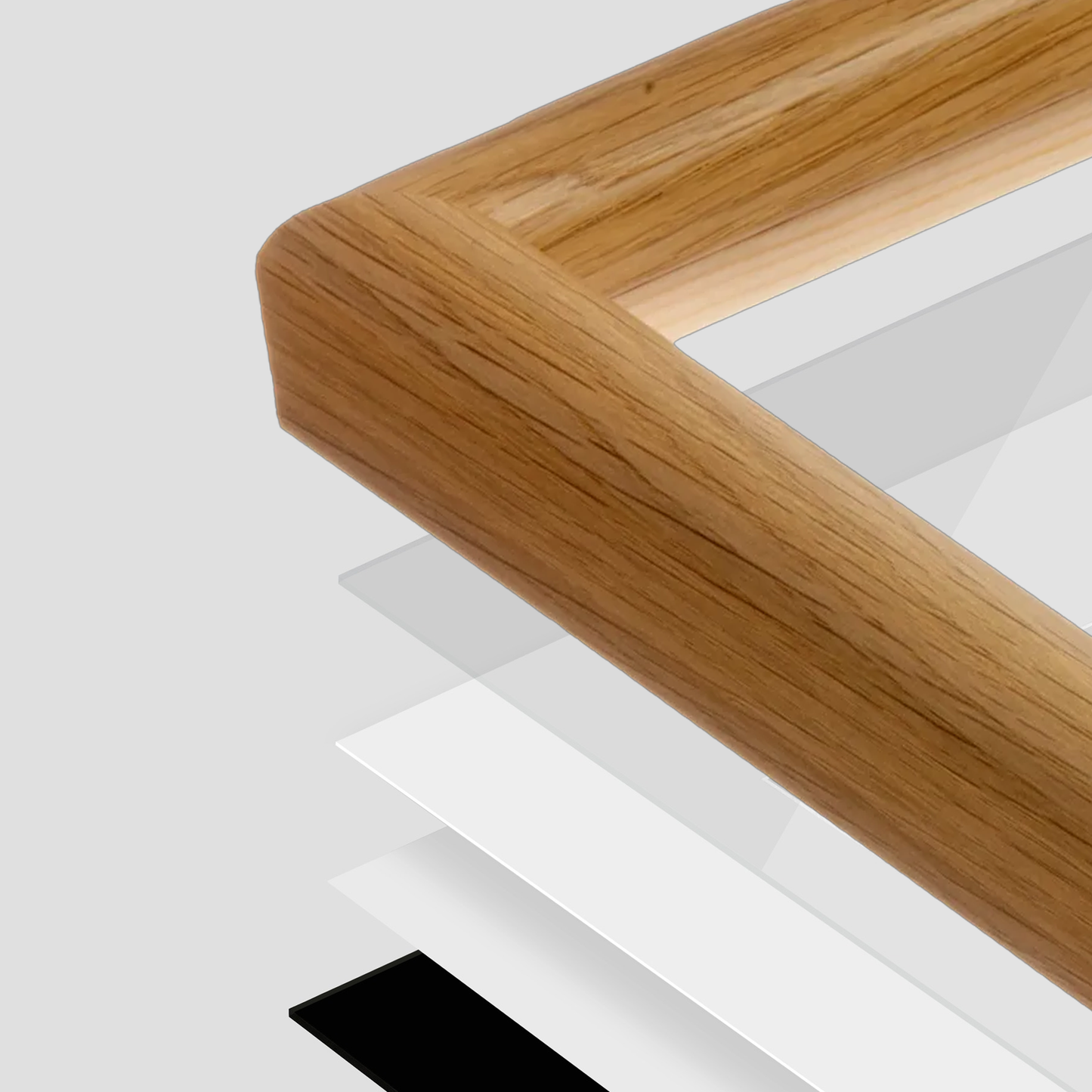 corner of the Light Oak Hudson Wall Frame