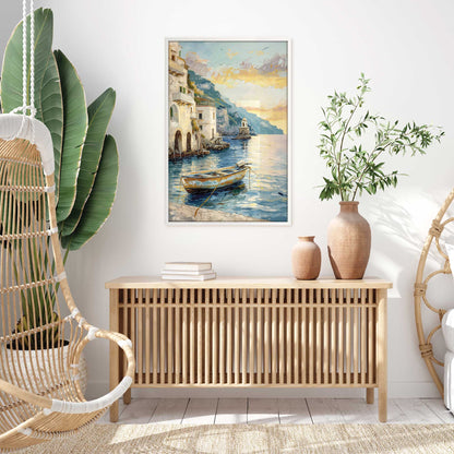 Drifting Boat at Sunset Art Print